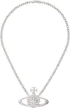 Vivienne Westwood Silver Man. Bas Relief Necklace In P116 Platinum / Crys