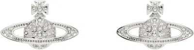 Vivienne Westwood Silver Mini Bas Relief Earrings In P116 Platinum/crys