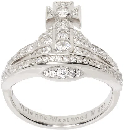 Vivienne Westwood Silver Mini Orb Ring In Platinum