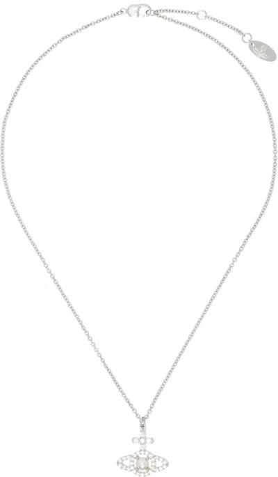 Vivienne Westwood Silver Olympia Pearl Pendant Necklace In 231-02p132-p132sm