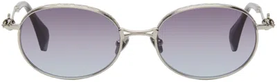 Vivienne Westwood Silver Oval Metal Sunglasses In 867 Shiny Silver