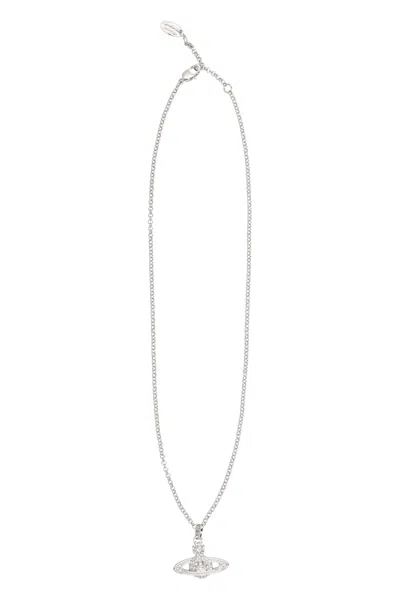 Vivienne Westwood Silver Plated Metal Necklace In Platinum White
