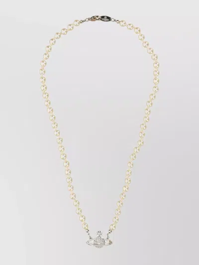 Vivienne Westwood Silver-plated Orb Pendant Pearl Necklace In White
