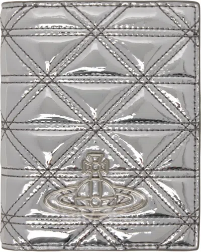 Vivienne Westwood Silver Quilted Passport Holder In Ss25-q401