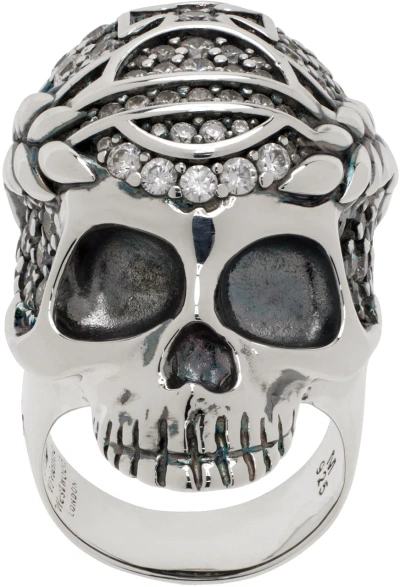 Vivienne Westwood Silver Skull Ring In Oxi Silver