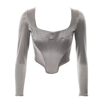 Pre-owned Vivienne Westwood Silver Stretch Satin Long Sleeve Corset, Ss 1992