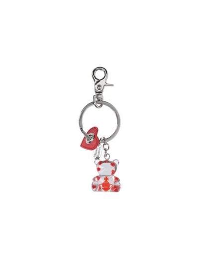 Vivienne Westwood Silver Teddy Resin Metal Keychain In Metallic