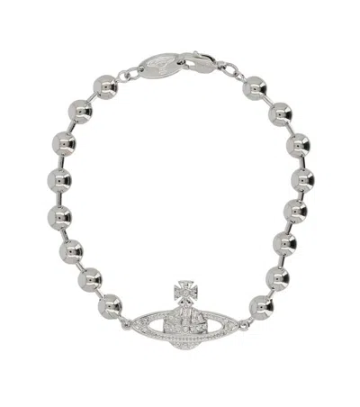 Vivienne Westwood Silver Thames Beads Bracelet In Purple