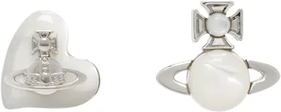 Vivienne Westwood Silver Thomasina Earrings In P122 Platinum/whit