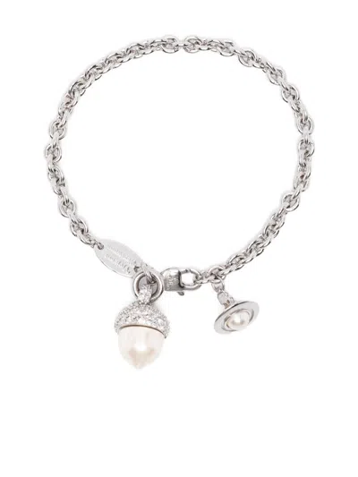 Vivienne Westwood Silver-tone Bracelet With Pearl-like Orb In Metallic