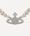 Vivienne Westwood Silver-tone One Row Pearl Bas Relief Choker Necklace