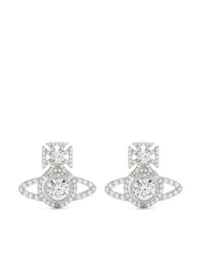 Vivienne Westwood Silver-tone Orb Crystal Stud Earrings