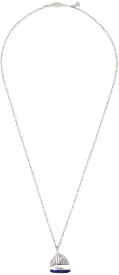 Vivienne Westwood Silver Wadim Boat Pendant Necklace In Platinum