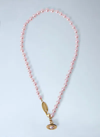 Vivienne Westwood Simonetta Pearl Necklace In Orange