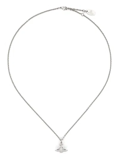 Vivienne Westwood Simonetta Pendsant Necklace Woman Silver-plated In Brass In White