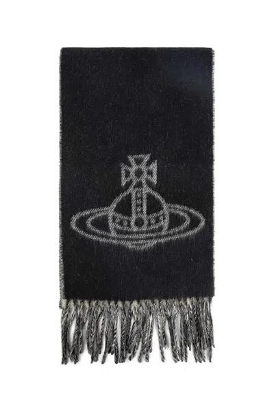 Vivienne Westwood Single Orb Double Scarf In Black