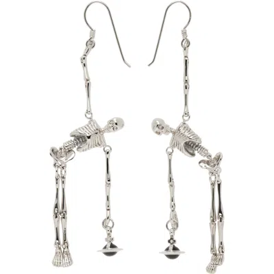 Vivienne Westwood Skeleton Earrings In P107 Platinum / Blac