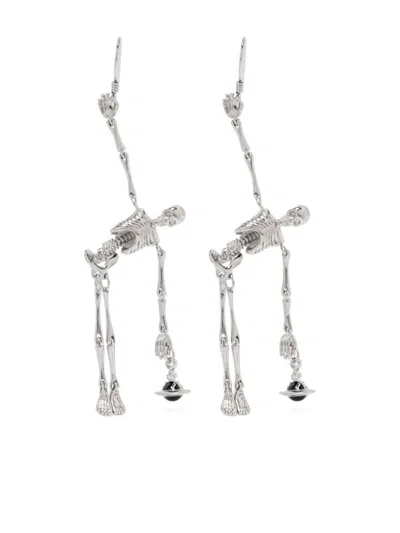 Vivienne Westwood Skeleton-pendant Earrings In Silber