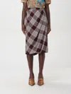 Vivienne Westwood Red & Gray Drunken Drape Midi Skirt In Braun