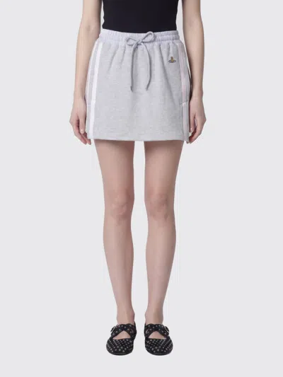 Vivienne Westwood Grey Mini Skirt With Orb Logo In Gold