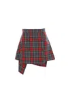 Vivienne Westwood Asymmetric Wrap Skirt With Check Pattern And Button Fastening