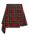 Vivienne Westwood Asymmetric Wrap Skirt With Check Pattern And Button Fastening In Multi