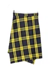 Vivienne Westwood Knee Length Plaid Skirt With Asymmetric Hem In Yellow