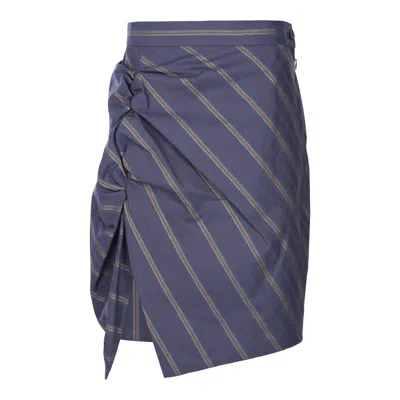 Vivienne Westwood Midi Skirt With Draped Detail And Stripes In Blue
