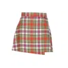 Vivienne Westwood Cut Off Checked Wool Miniskirt In Red