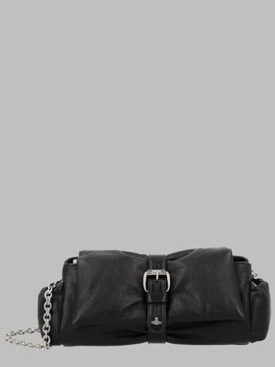Vivienne Westwood Sleek Compact Clutch Bag With Signature-inspired Hardware In Black