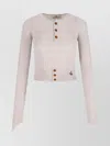 Vivienne Westwood Sleeve Button Cropped Ribbed Top In Gray