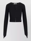 Vivienne Westwood Cropped Ribbed Cardigan With Multicolor Logo In Black