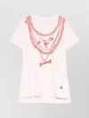 Vivienne Westwood Sleeve Chain Print Crew Neck Top In Pink