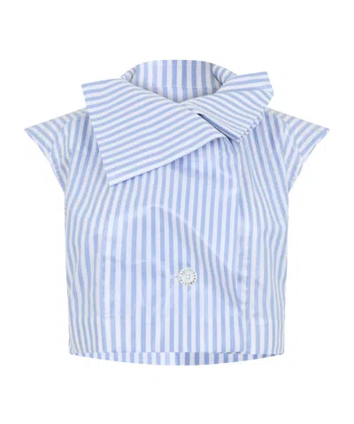 Vivienne Westwood Sleeveless Cropped Shirt In Blue