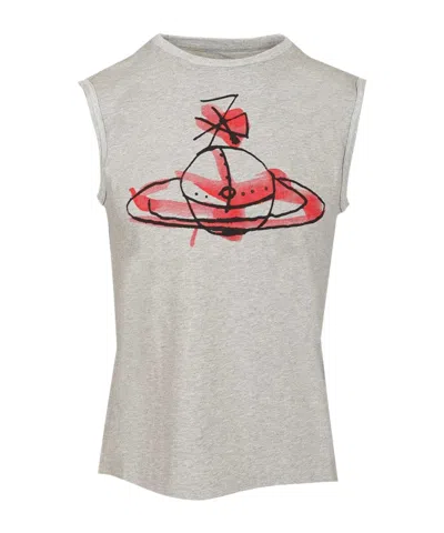 VIVIENNE WESTWOOD DRAWN-ORB SLEEVELESS TOP