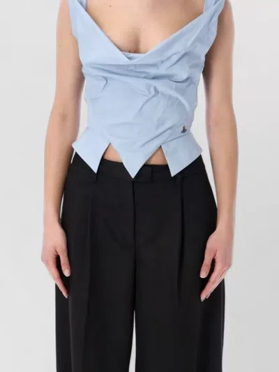 Vivienne Westwood Sleeveless Top Draped Front Asymmetric Hem In Blue