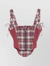 Vivienne Westwood Puppy Mesh-trimmed Checked Linen And Cotton-blend Bustier Top
