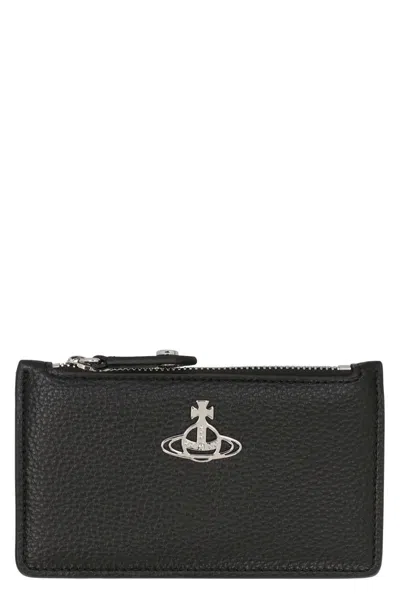 Vivienne Westwood Slim Faux Leather Wallet In Black