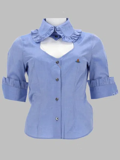 Vivienne Westwood Slim Fit Frill Shirt In Blue