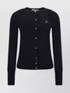 Vivienne Westwood Slim Fit Ribbed Wool Cardigan With Long Sleeves