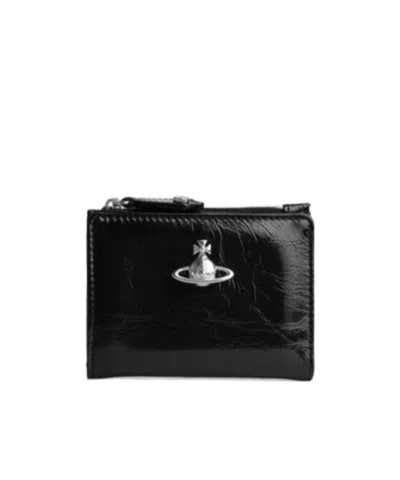 Vivienne Westwood Slim Flap Card Holder In Black