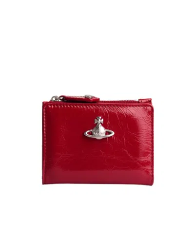 Vivienne Westwood Slim Flap Card Holder In Red