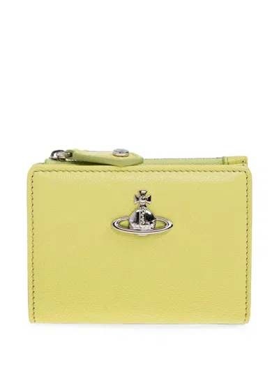 Vivienne Westwood Slim Flap Orb-plaque Leather Wallet In Neutral