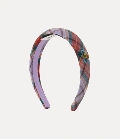 Vivienne Westwood Slim Headband Louth Tartan Multi Os-u Women In Purple