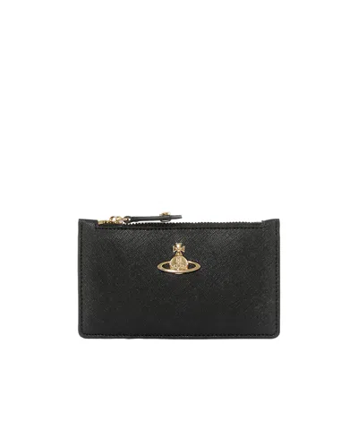 Vivienne Westwood Slim Long Card Holder In Black