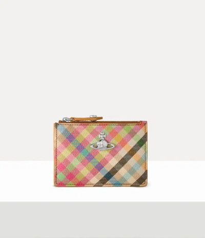 Vivienne Westwood Slim Long Card Holder Buccia D'arancia Heather-plaid One Size Women In Multi