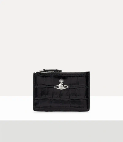 Vivienne Westwood Slim Long Card Holder Emboss Croc Leather Black One Size Women