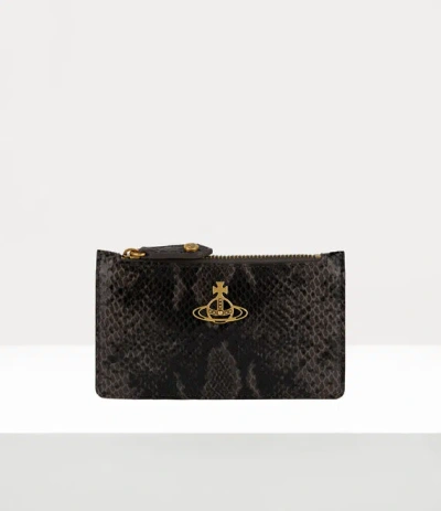 Vivienne Westwood Slim Long Card Holder Emboss Snake Leather Black One Size Women