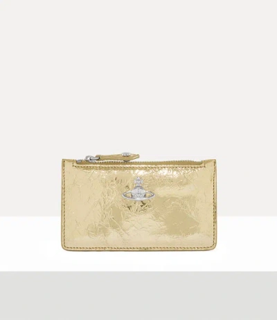 Vivienne Westwood Slim Long Card Holder Metallic Crinkle Gold One Size Women