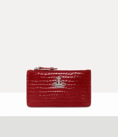 Vivienne Westwood Slim Long Card Holder Mini Croc-embossed Red One Size Women
